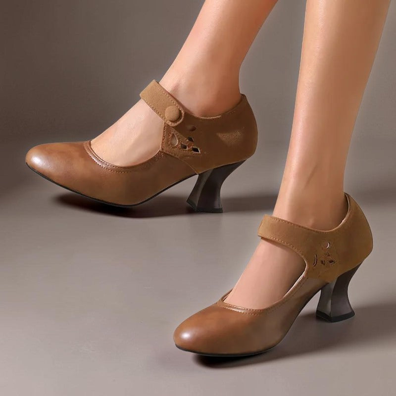 Antonia | Suede Round-Toe Ankle-Strap Heels