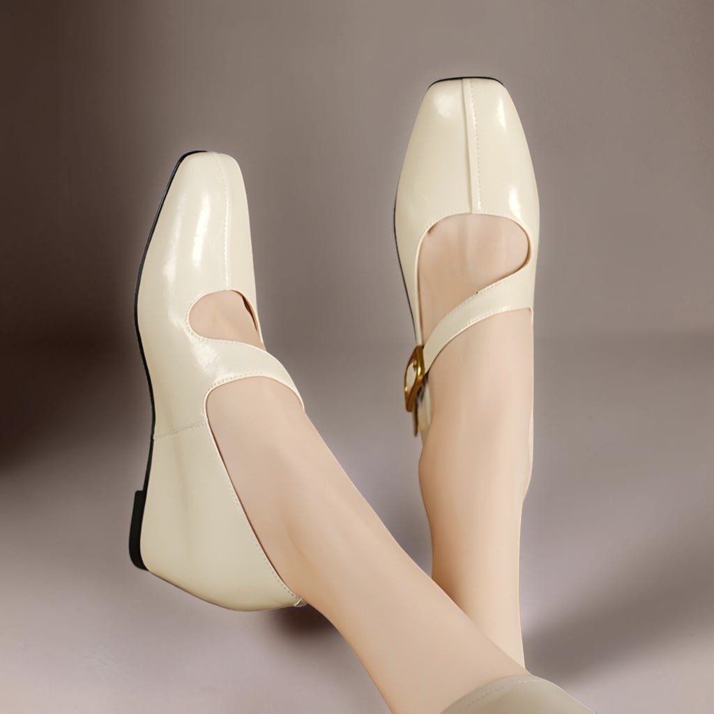 Viora | Genuine Leather Mary Jane Heels with Buckle Strap