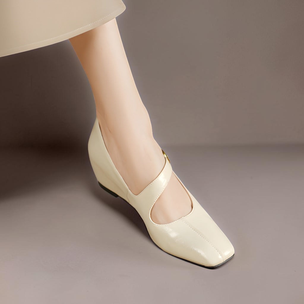 Viora | Genuine Leather Mary Jane Heels with Buckle Strap