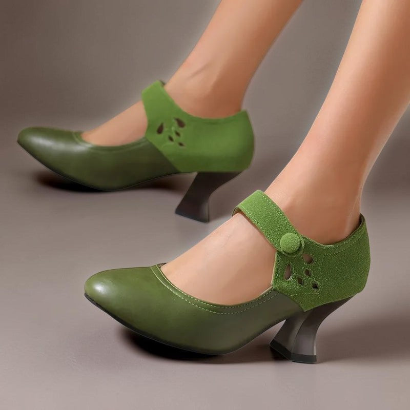 Antonia | Suede Round-Toe Ankle-Strap Heels