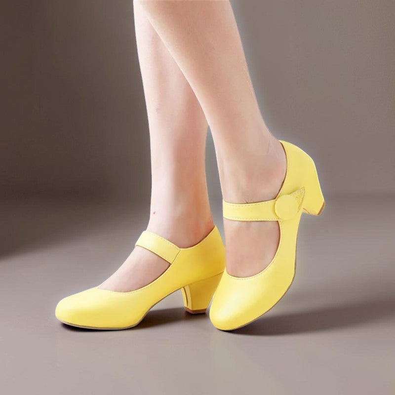 Clementine | Block Heel Mary Janes with Adjustable Strap