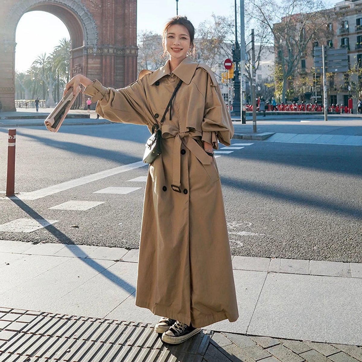 Lena | Oversized Double-Breasted Long Trench Coat