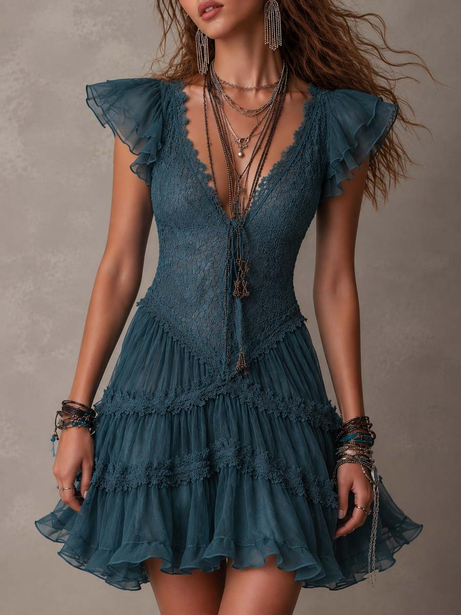 Kaia Ruffle-Trim Mini Dress
