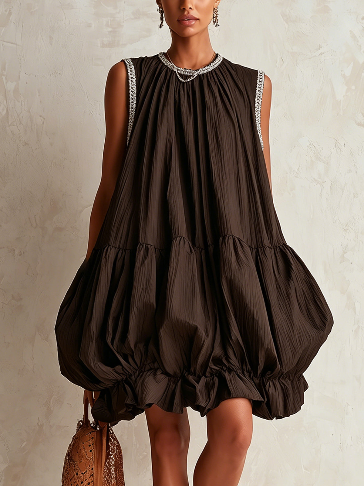 Mara Bubble-Hem Mini Dress