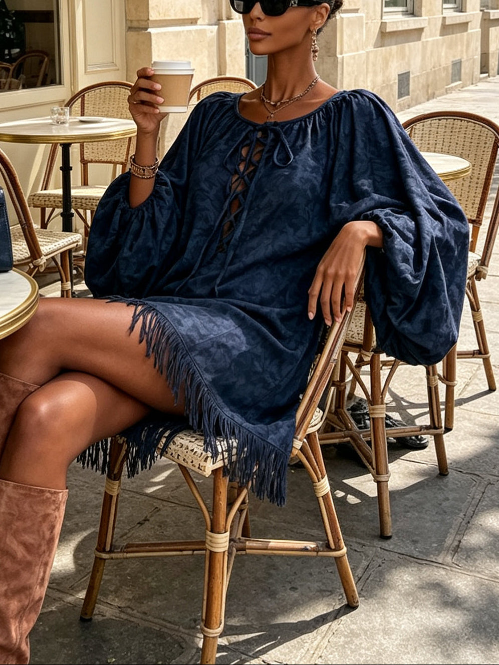 Maeve Lace-Up Mini Dress