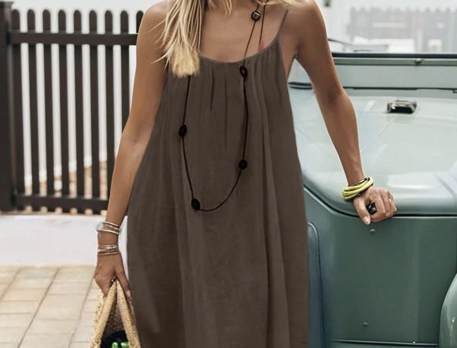 Elodie Ruched Open-Back Slip Dress