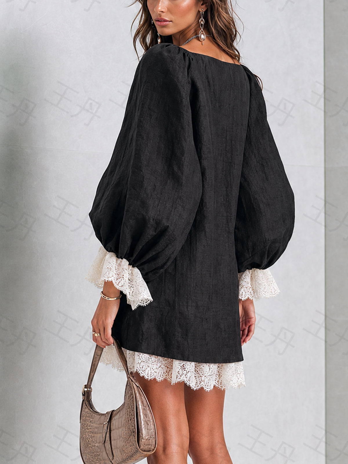 Nadia Asymmetric Lace-Trim Dress