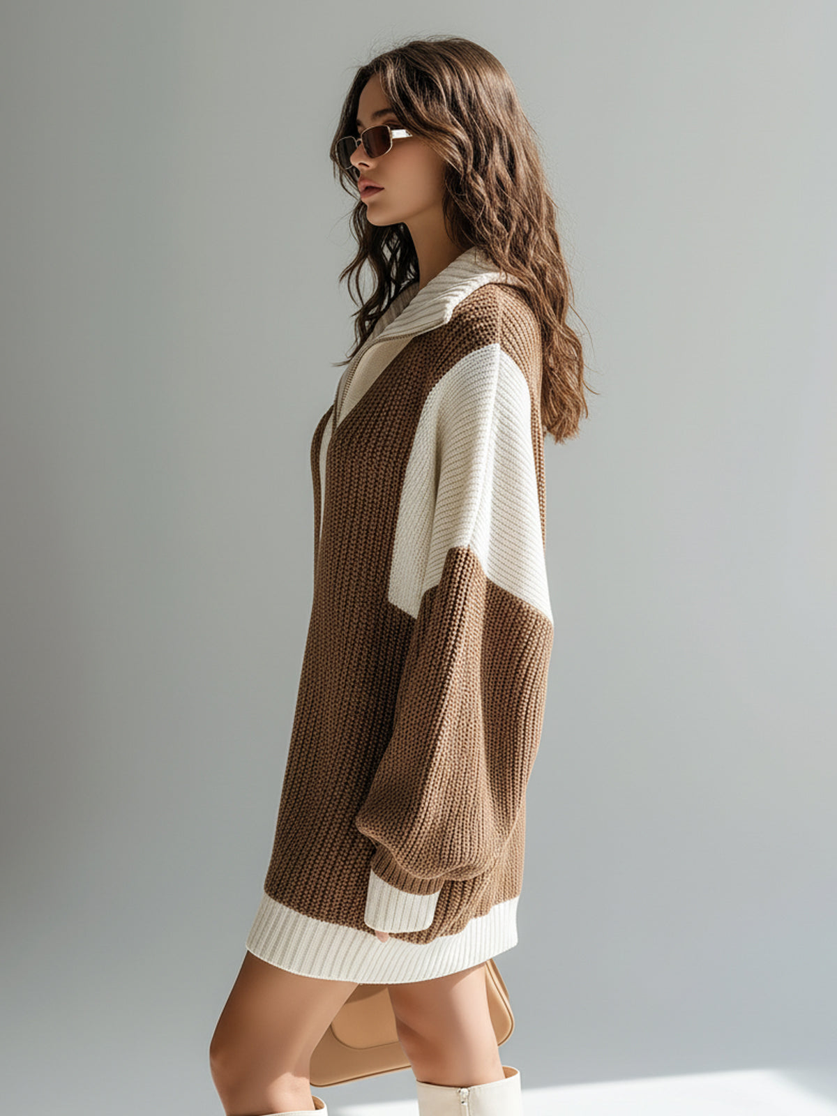 Rosamund™ Zip Colorblock Knit Mini Dress