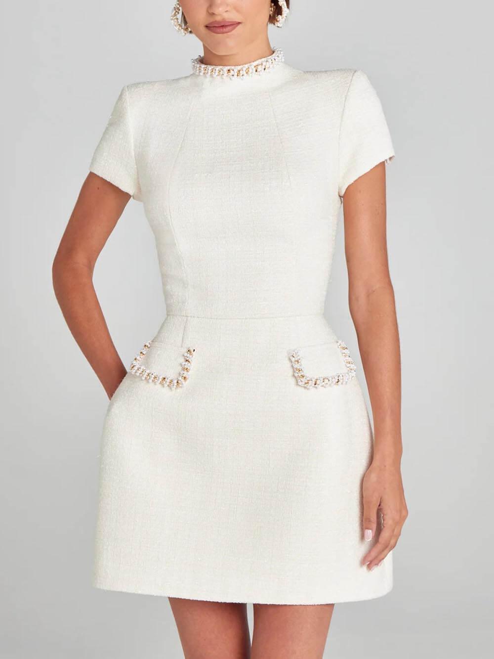 Colette Pearl-Trim Mini Dress