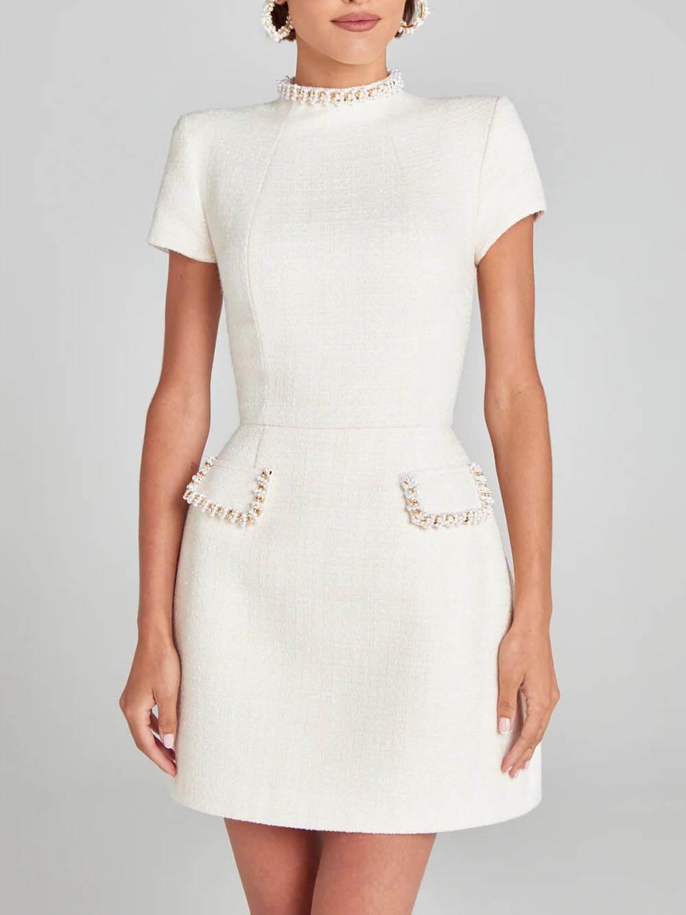 Colette Pearl-Trim Mini Dress