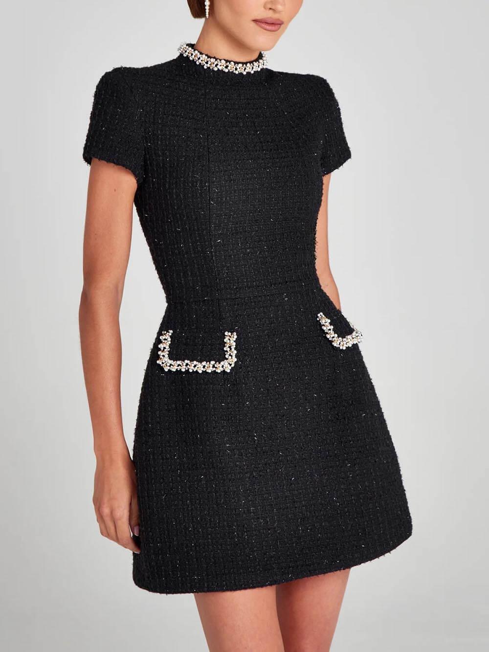 Colette Pearl-Trim Mini Dress