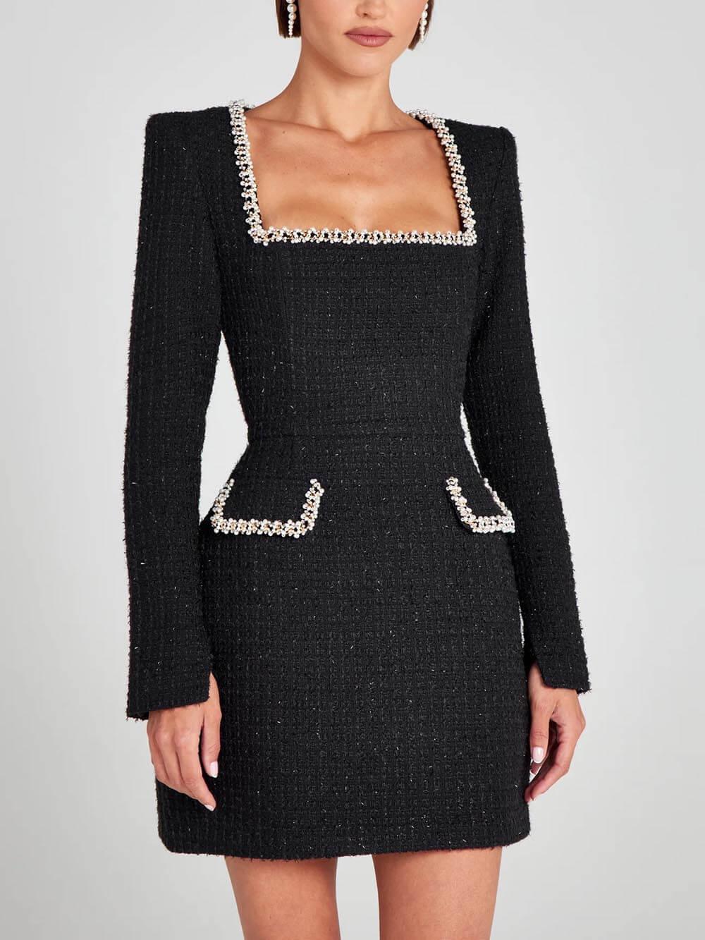 Rhea Pearl-Trim Mini Dress