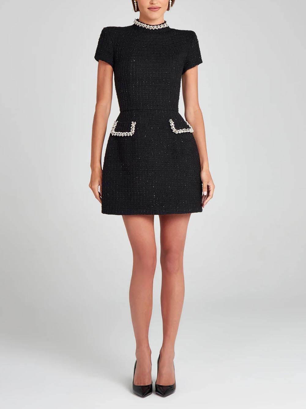 Colette Pearl-Trim Mini Dress