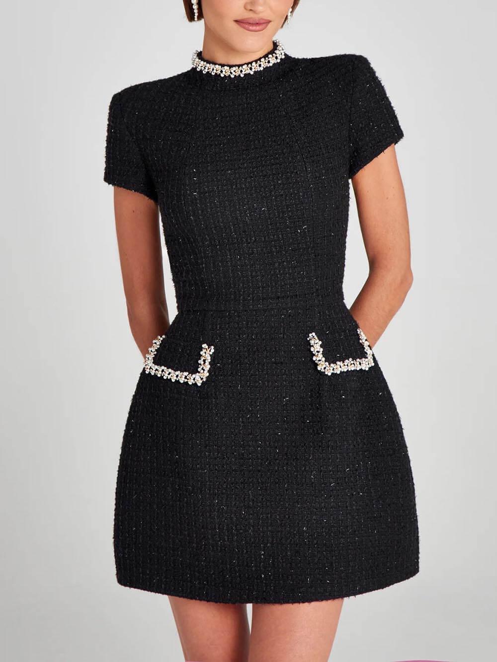 Colette Pearl-Trim Mini Dress