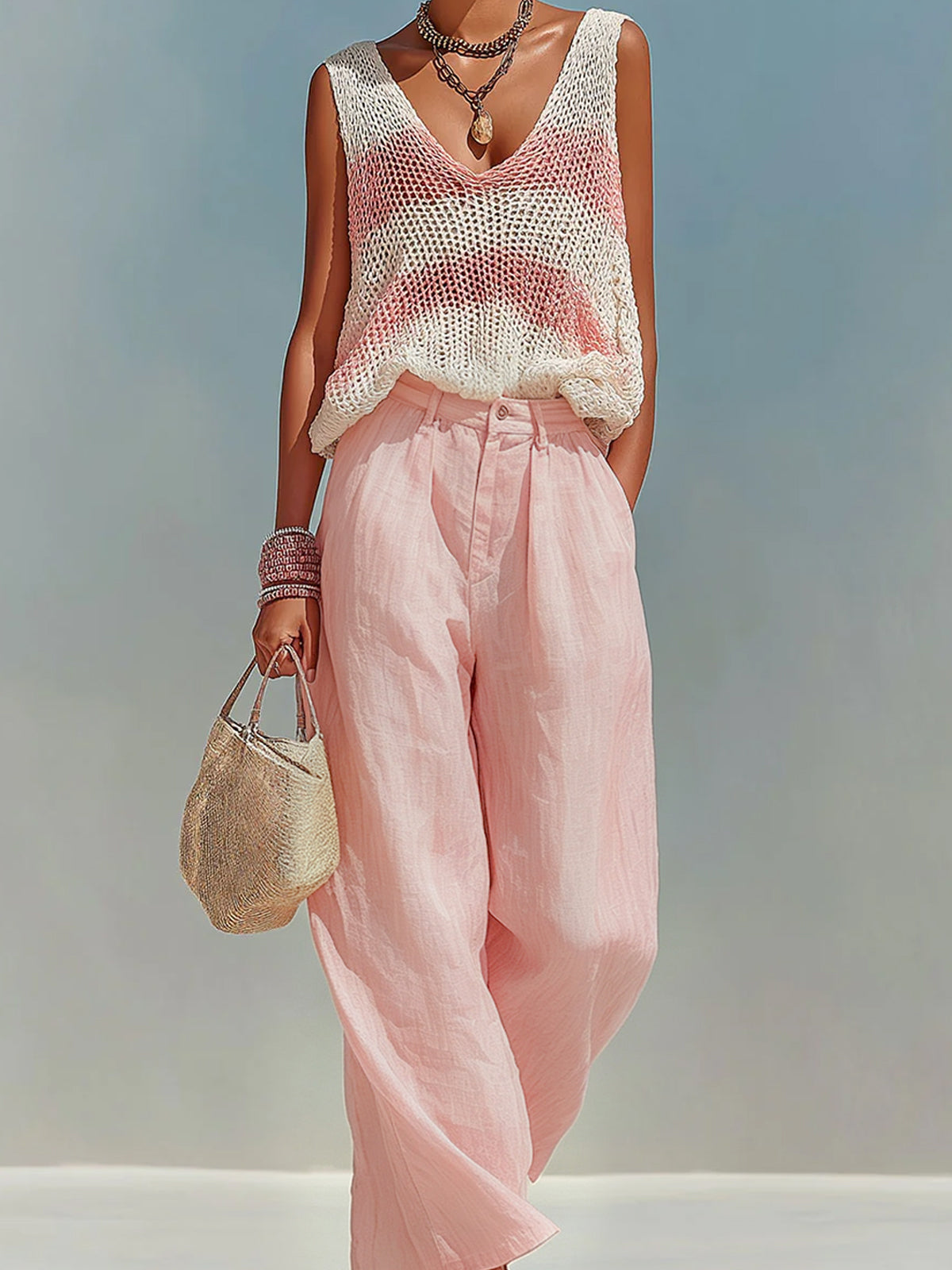 Ginevra™ Striped Tank Satin Pants Set