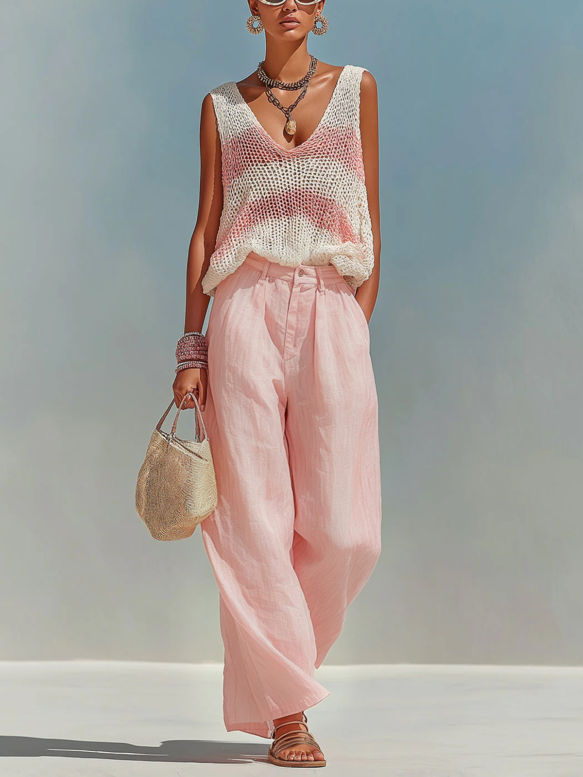 Ginevra™ Striped Tank Satin Pants Set