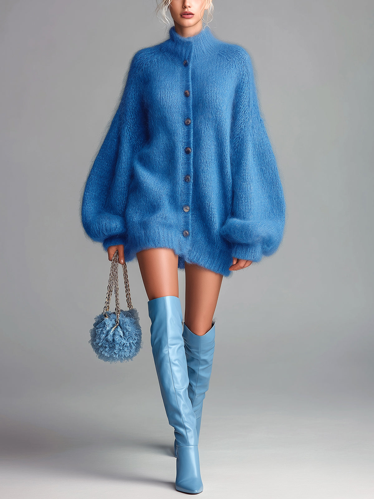 Solene™ Fuzzy Mock Neck Mini Dress