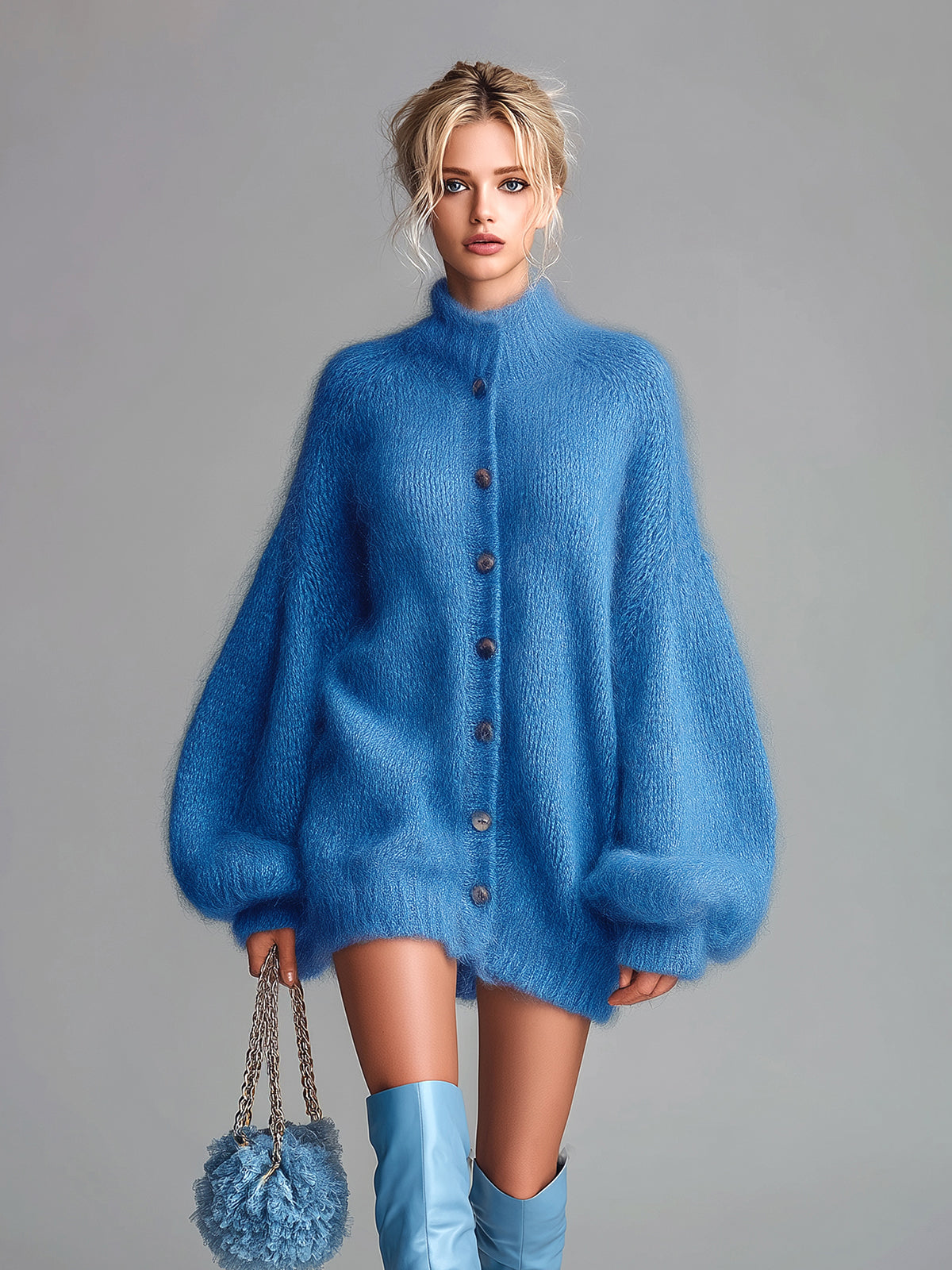 Solene™ Fuzzy Mock Neck Mini Dress