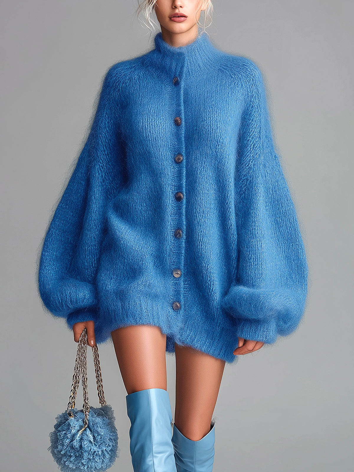 Solene™ Fuzzy Mock Neck Mini Dress