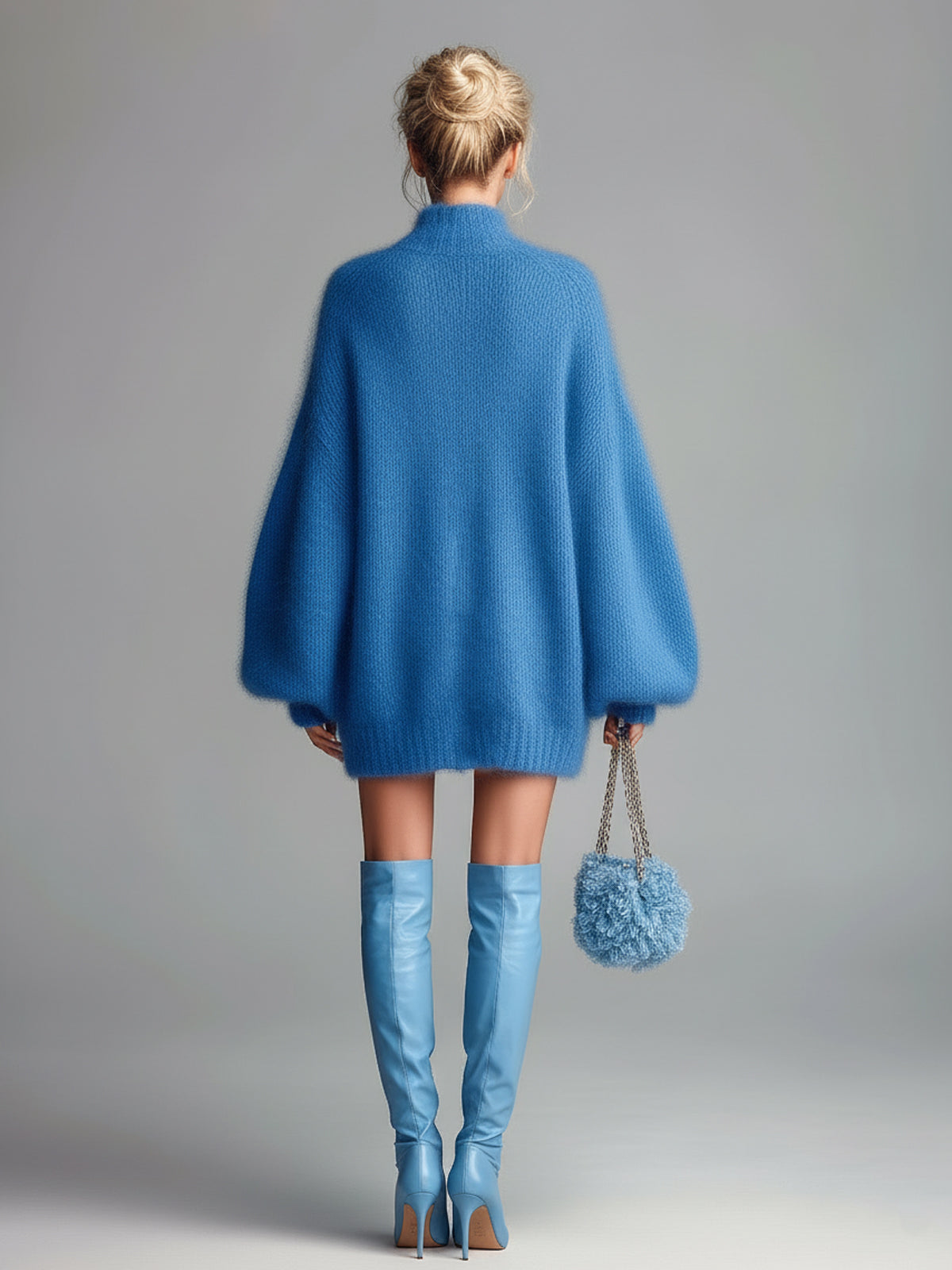 Solene™ Fuzzy Mock Neck Mini Dress