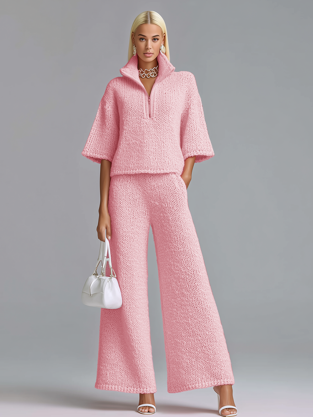 Keturah™ Lapel Zip Knit Two-Piece Set