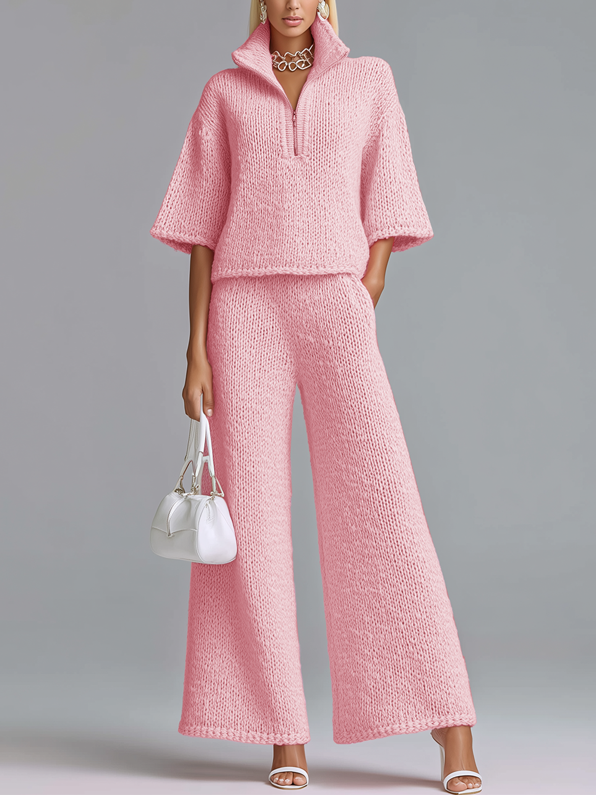 Keturah™ Lapel Zip Knit Two-Piece Set