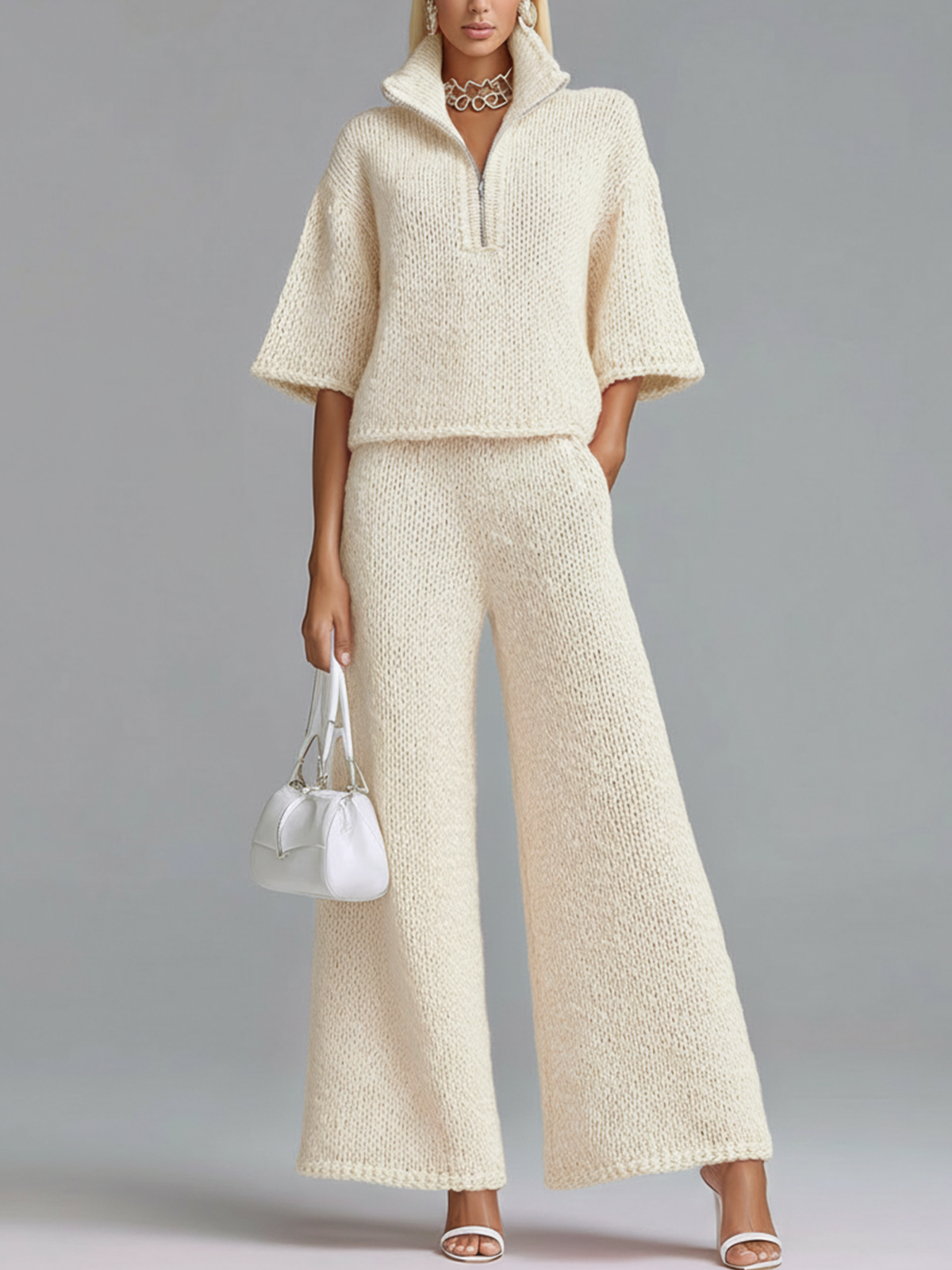 Keturah™ Lapel Zip Knit Two-Piece Set