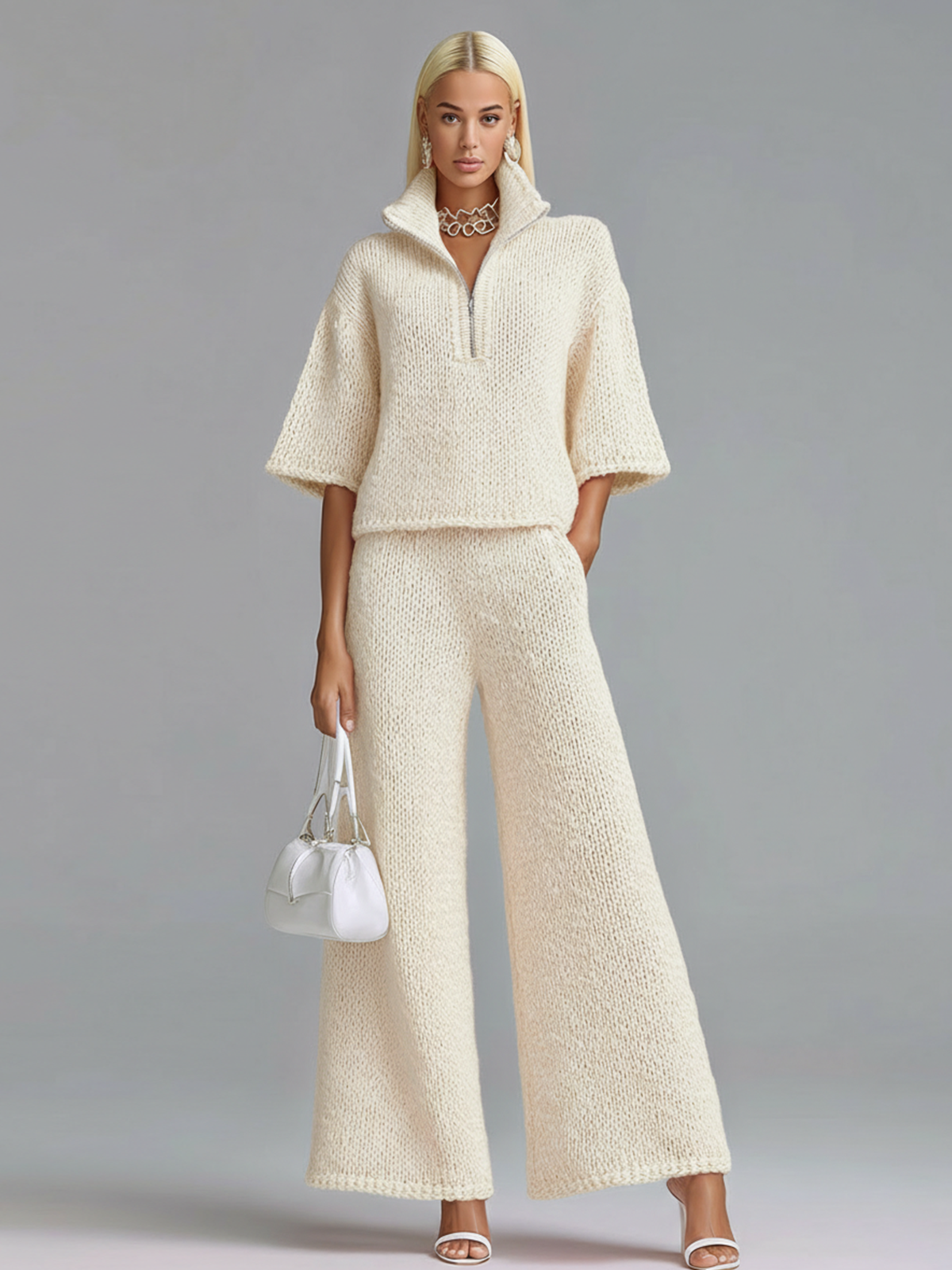 Keturah™ Lapel Zip Knit Two-Piece Set