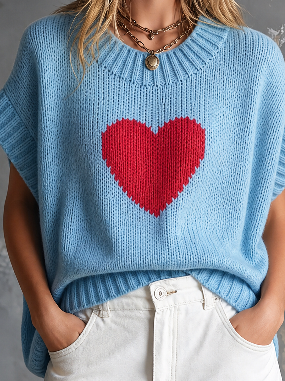 Clarisse™ Heart Jacquard Knit Sweater