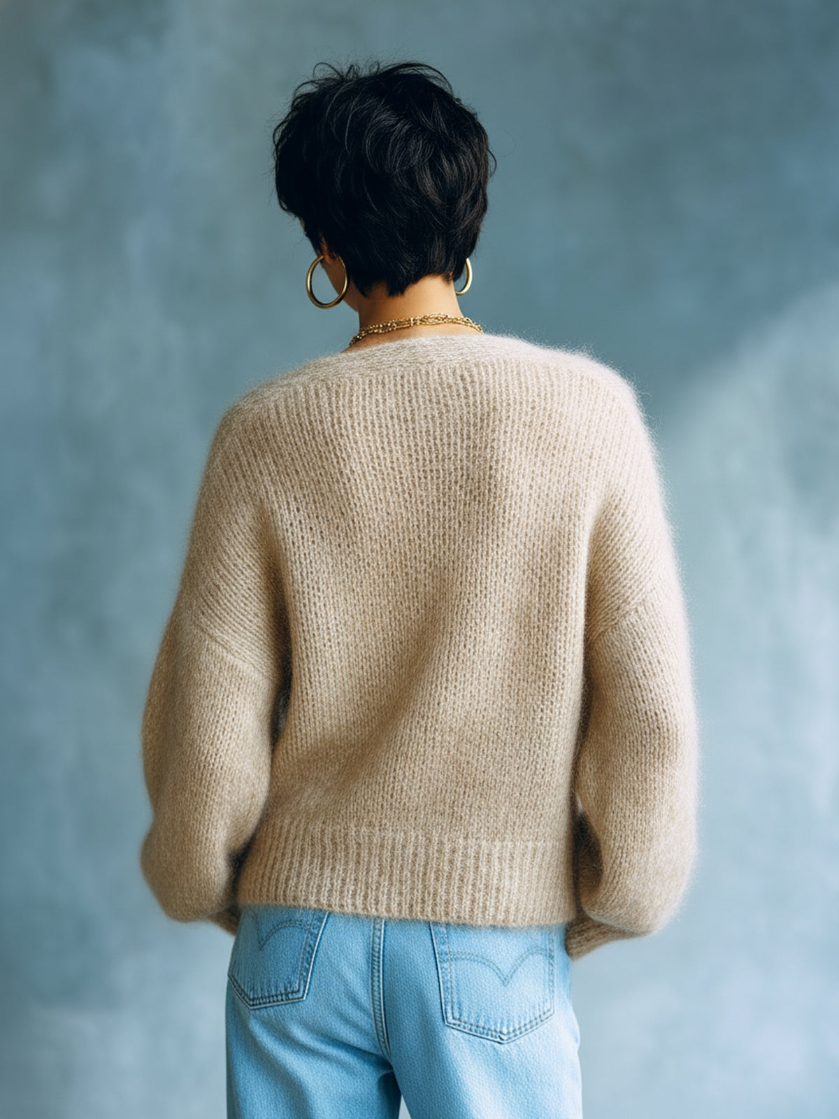 Salome™ Camel Fuzzy Knit Cardigan