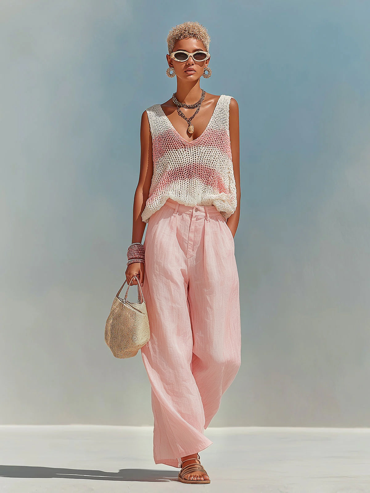 Ginevra™ Striped Tank Satin Pants Set