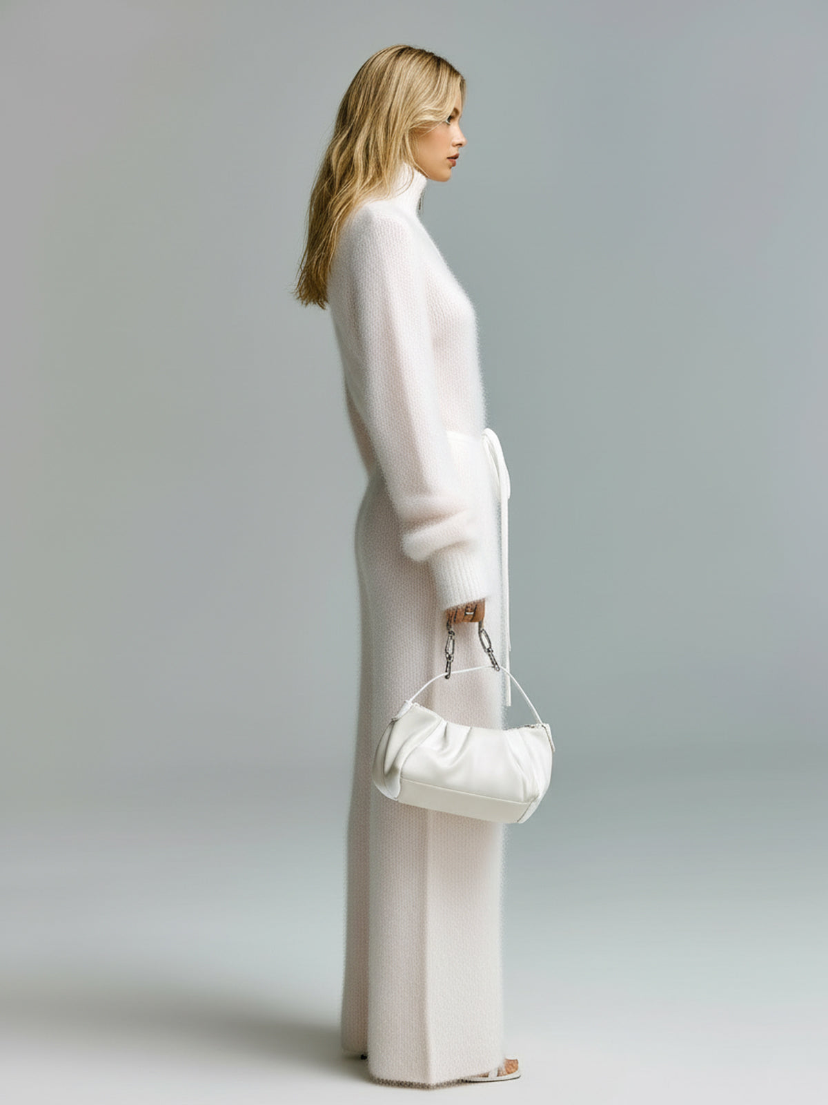 Perrine™ Ivory Belted Fuzzy Jumpsuit