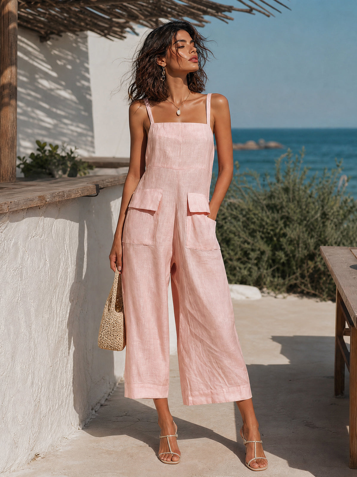 Delphina™ Linen Cropped Jumpsuit