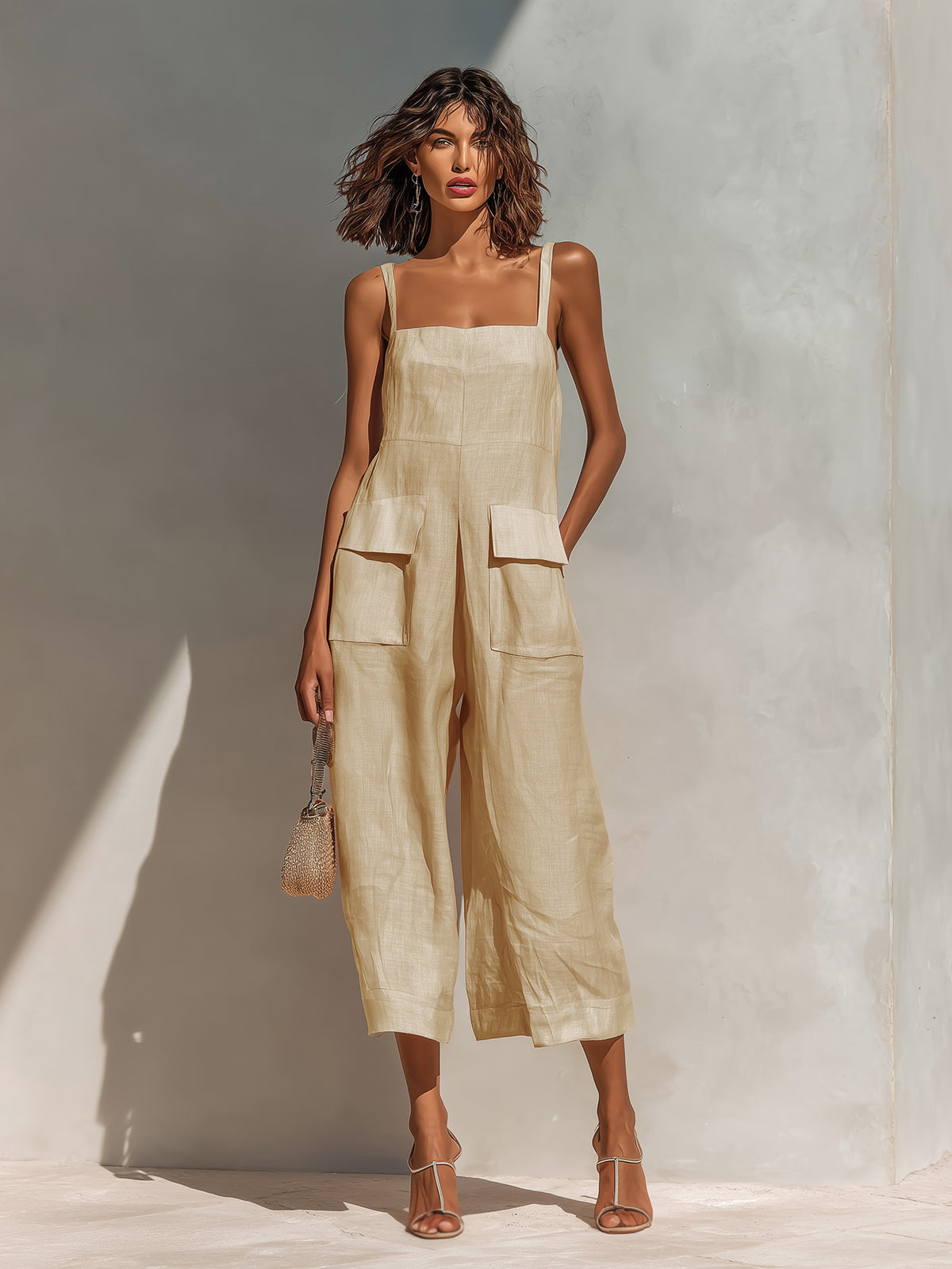 Delphina™ Linen Cropped Jumpsuit