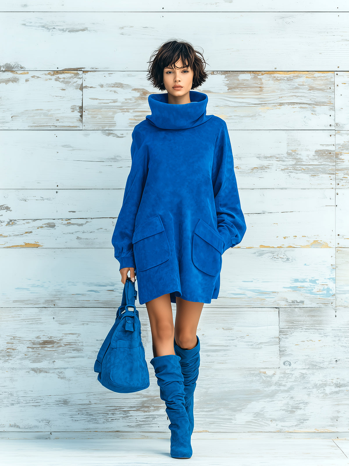 Sybille™ Faux Suede Turtleneck Dress