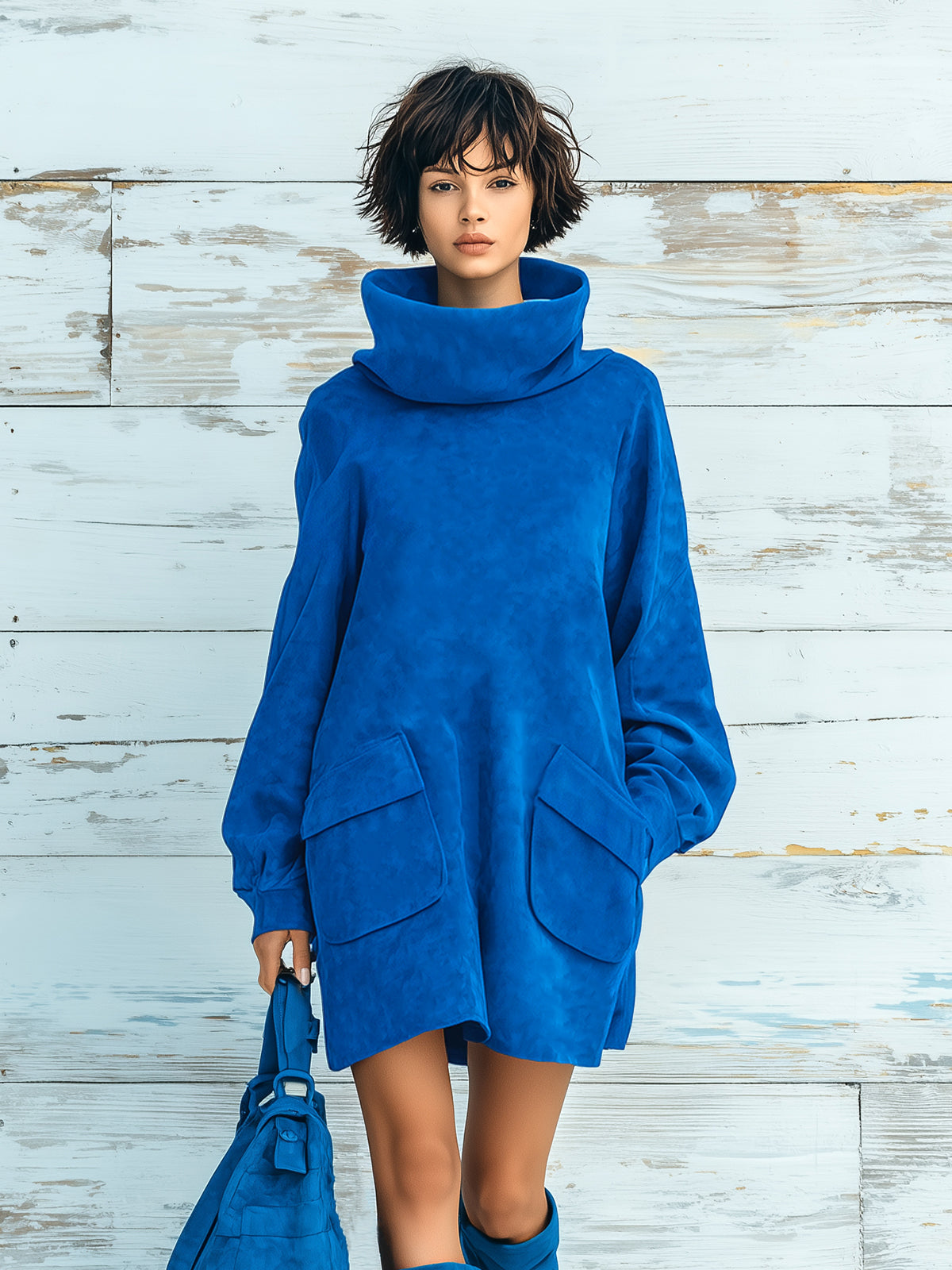 Sybille™ Faux Suede Turtleneck Dress