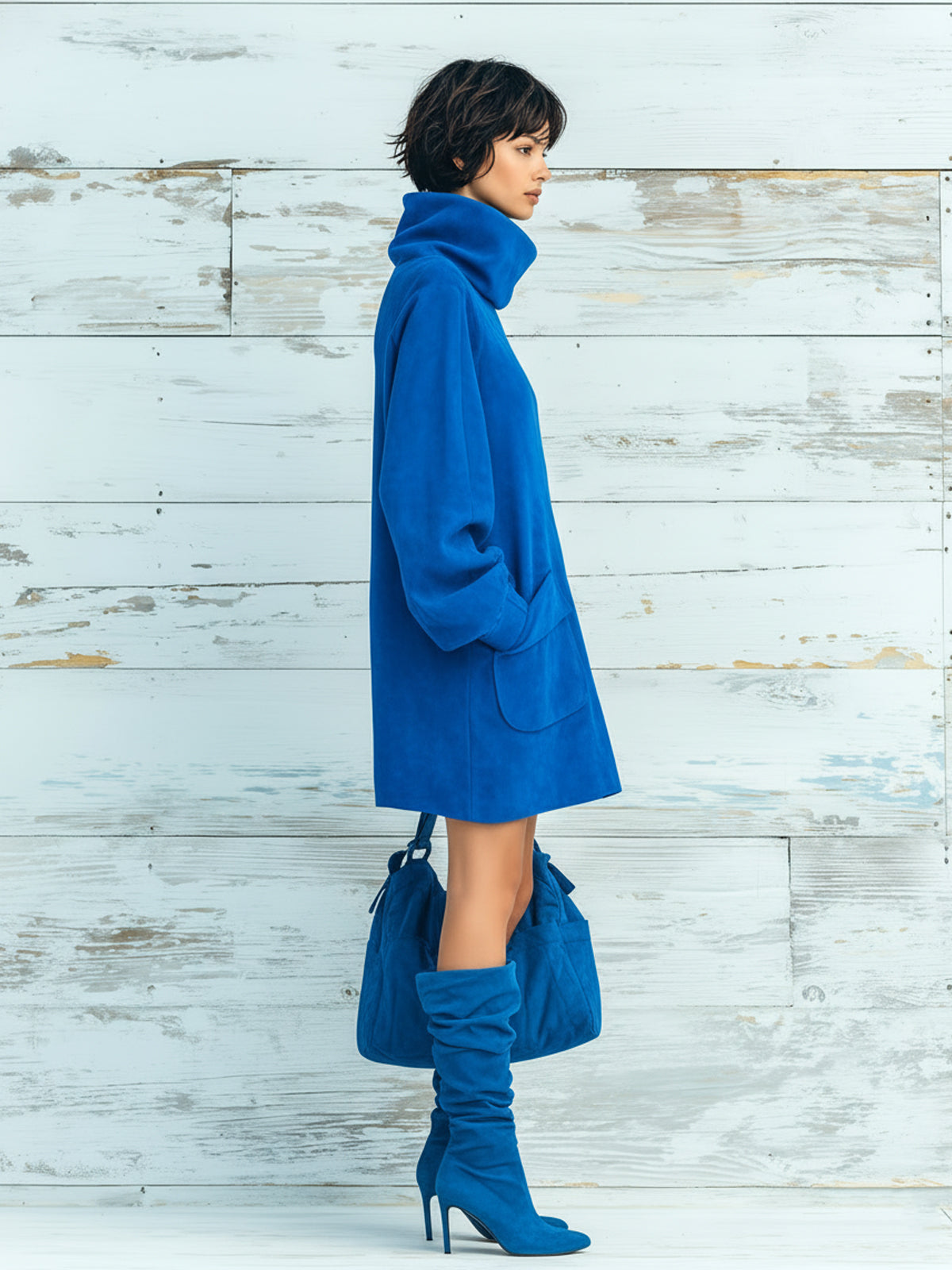 Sybille™ Faux Suede Turtleneck Dress