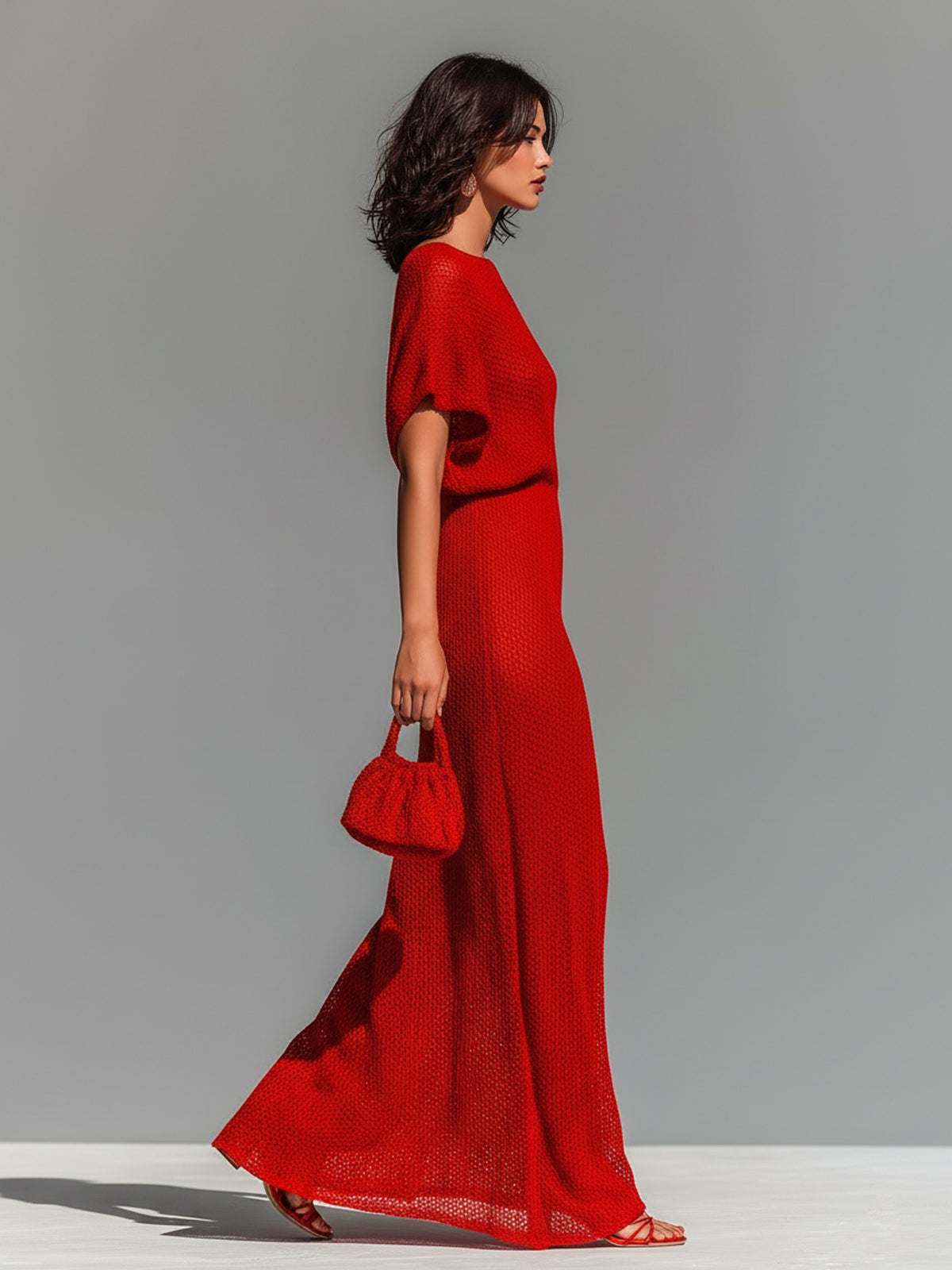 Emmeline™ Red Boat Neck Maxi Dress