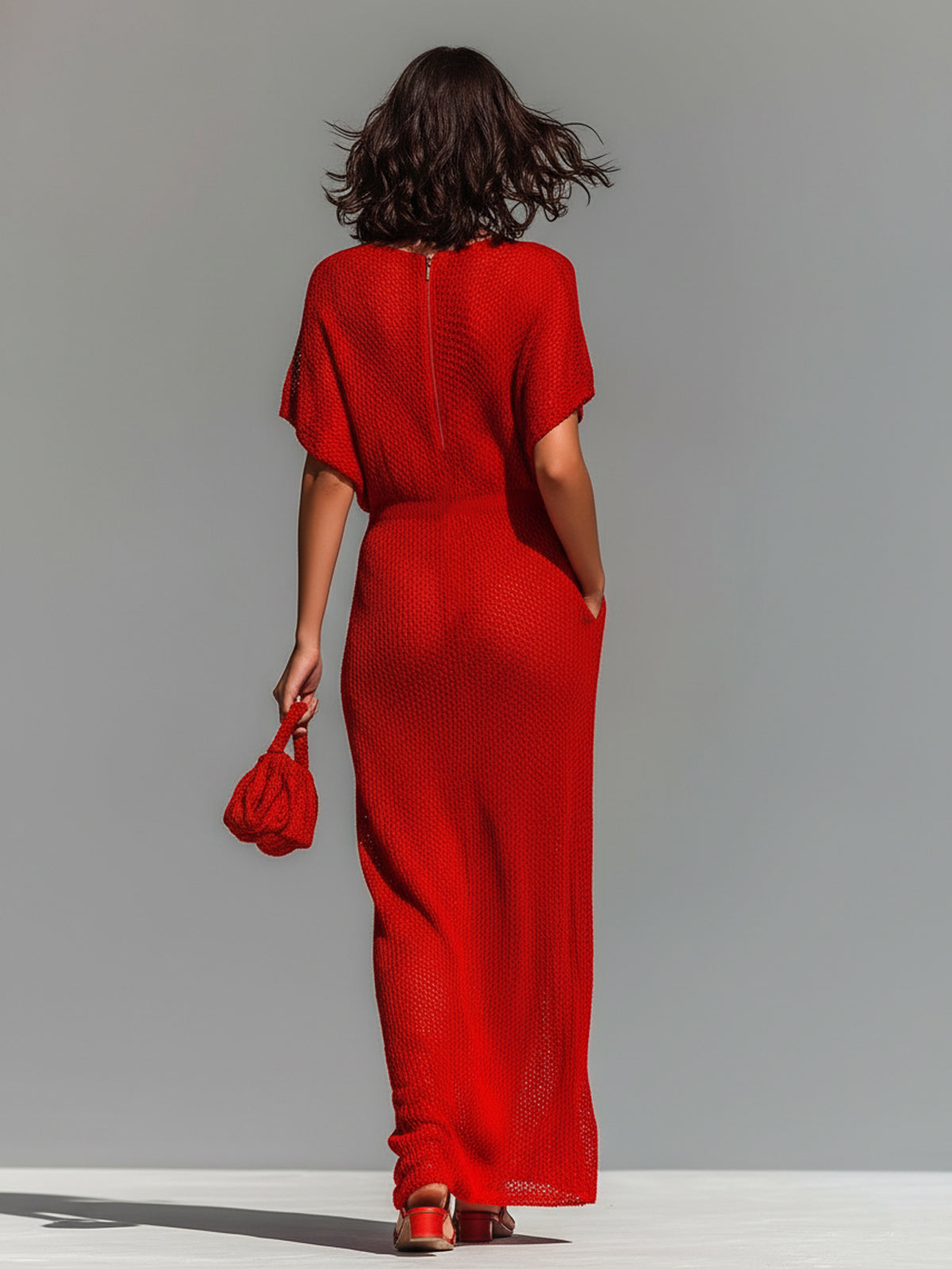 Emmeline™ Red Boat Neck Maxi Dress
