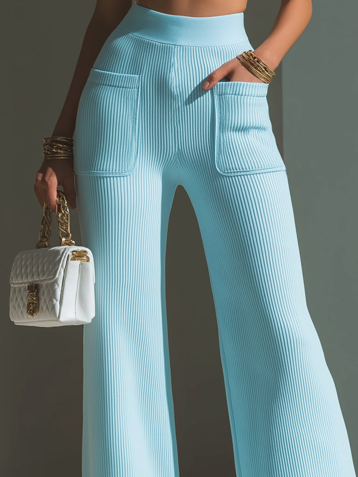 Sidonia™ High Waist Ribbed Wide-Leg Pants