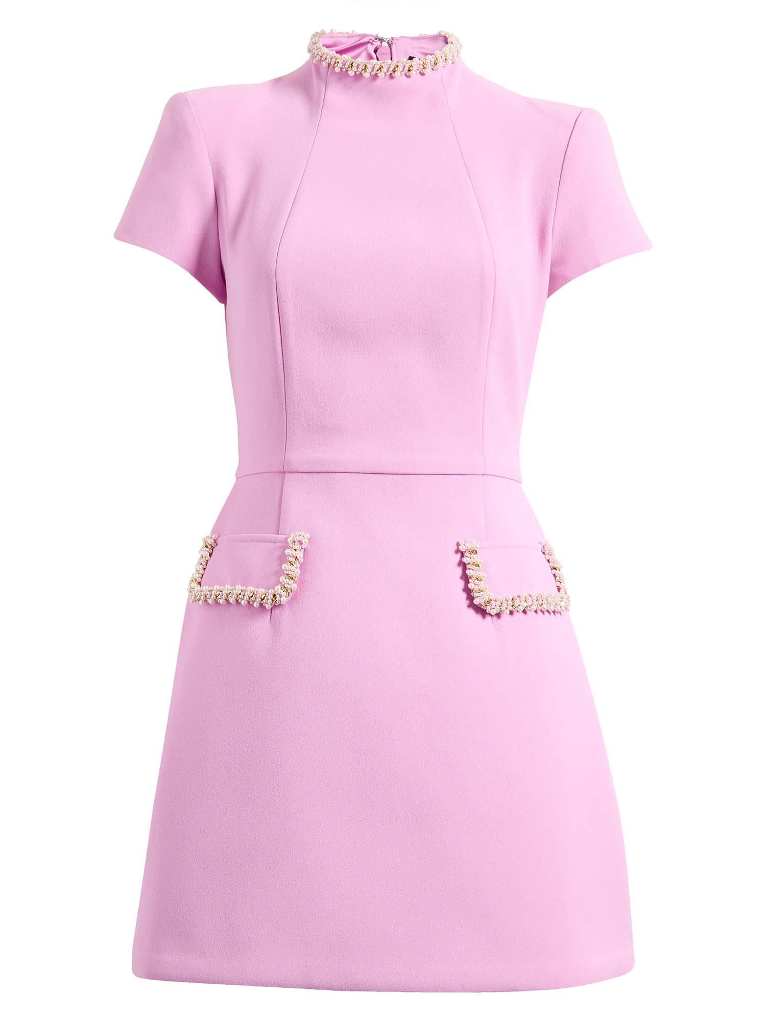 Mira Pearl-Trim Mini Dress
