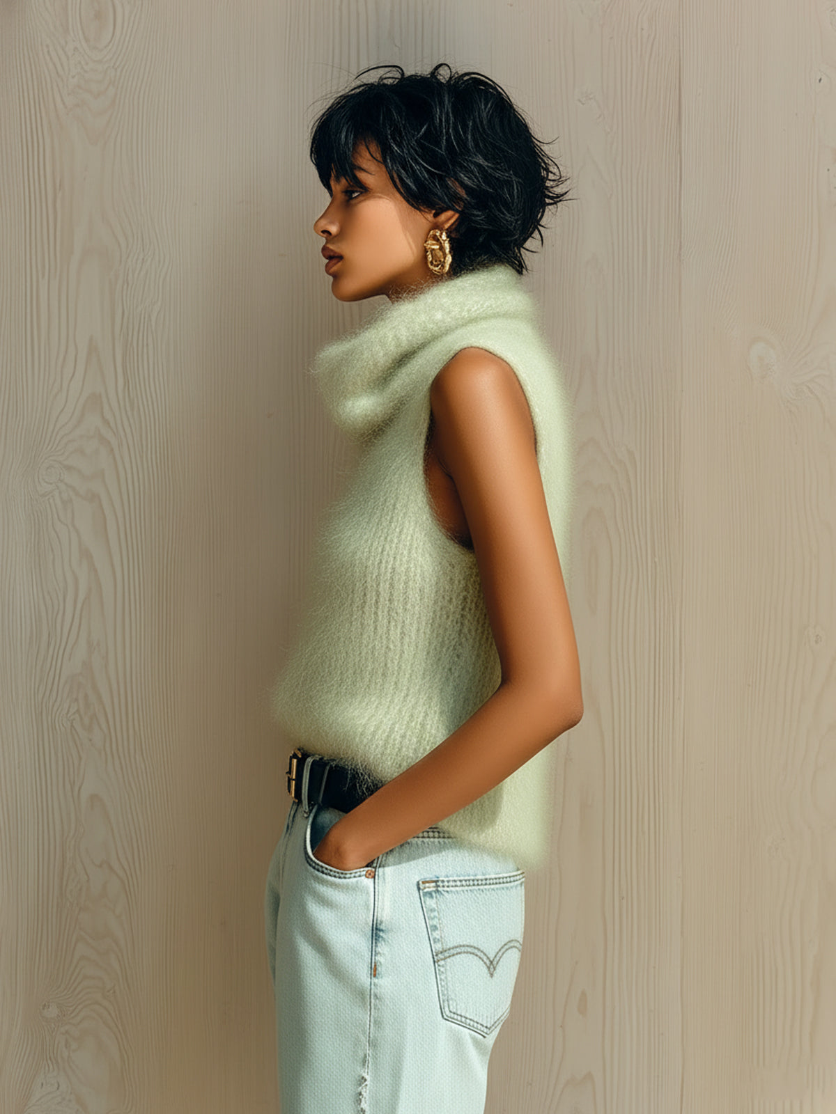 Cerise™ Cowl Neck Fuzzy Tank