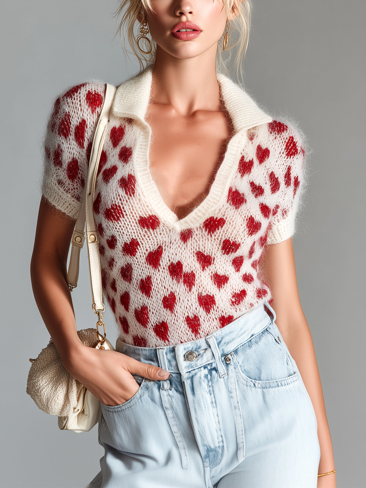 Lisette™ Heart Pattern Knit Sweater