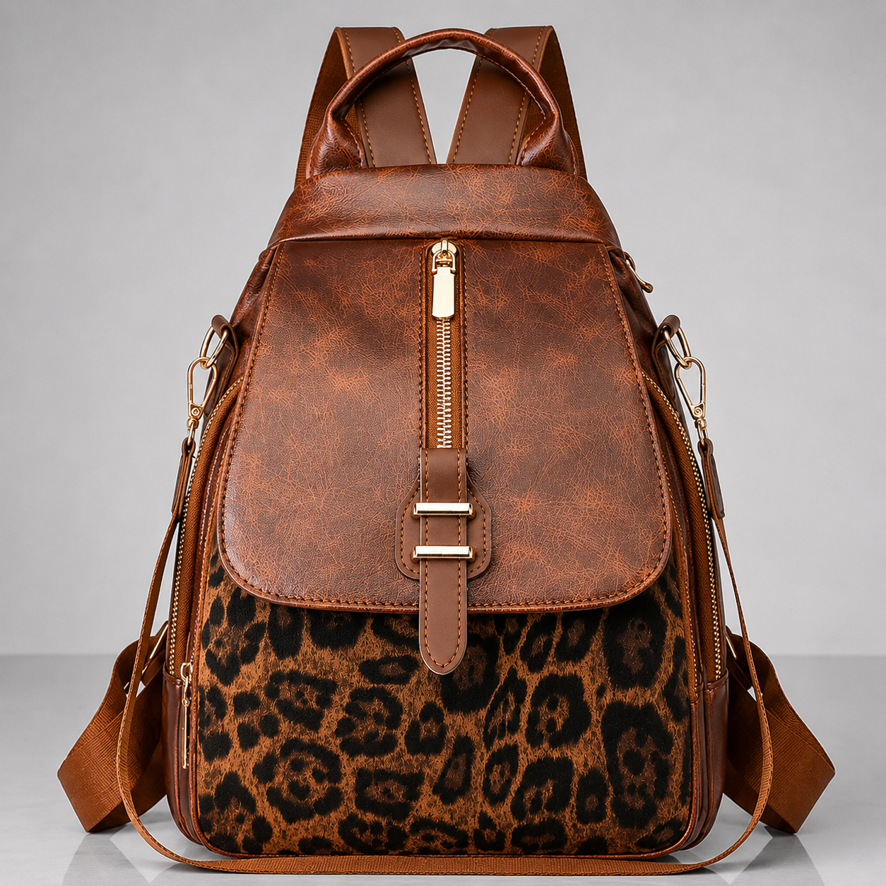 LILIAN LEOPARD LEATHER BACKPACK
