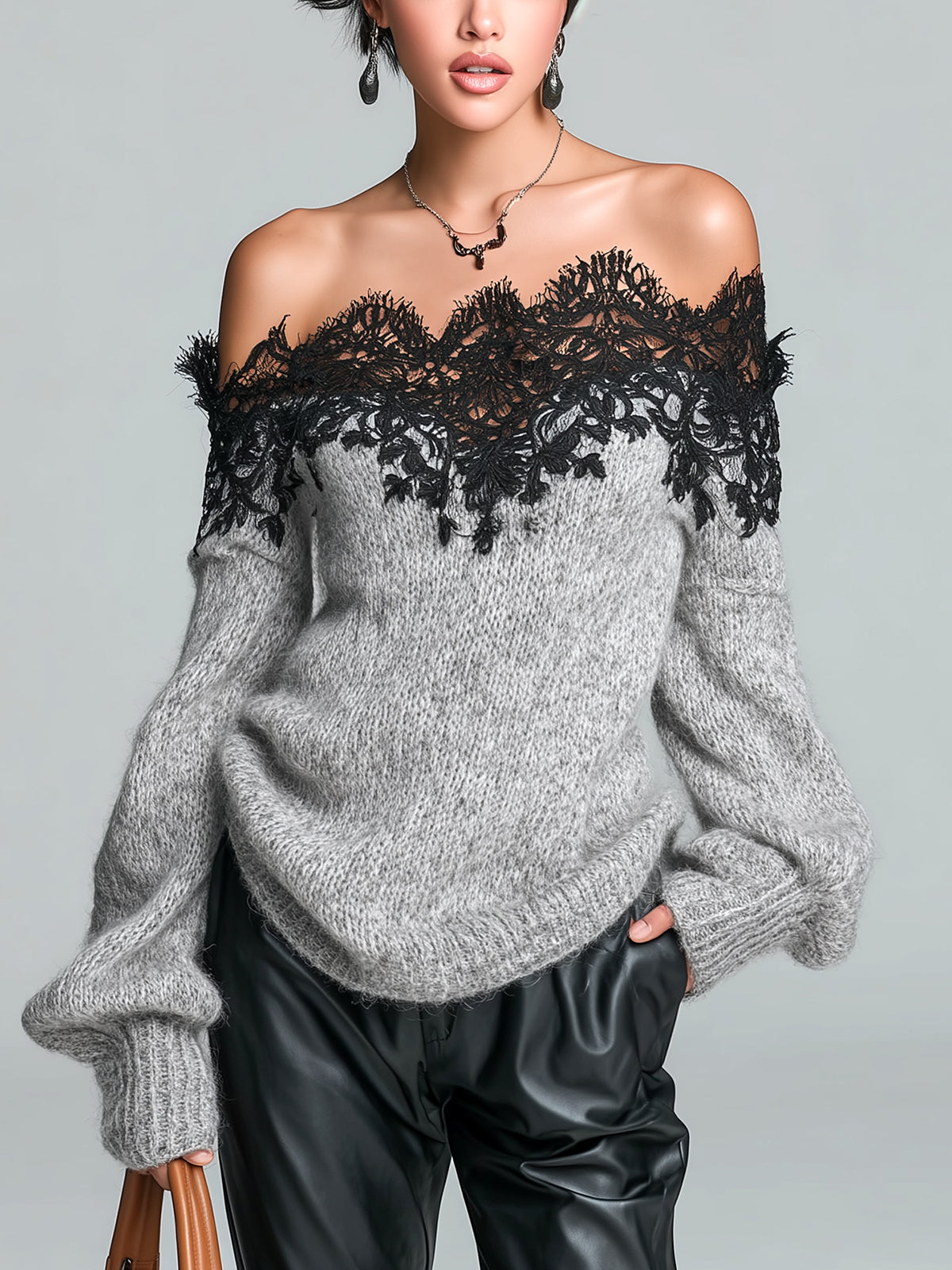 Livianne™ Lace Trim Oversized Sweater