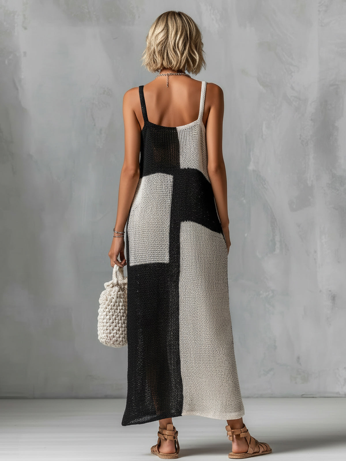 Henrietta™ Hollow Knit Colorblock Maxi Dress