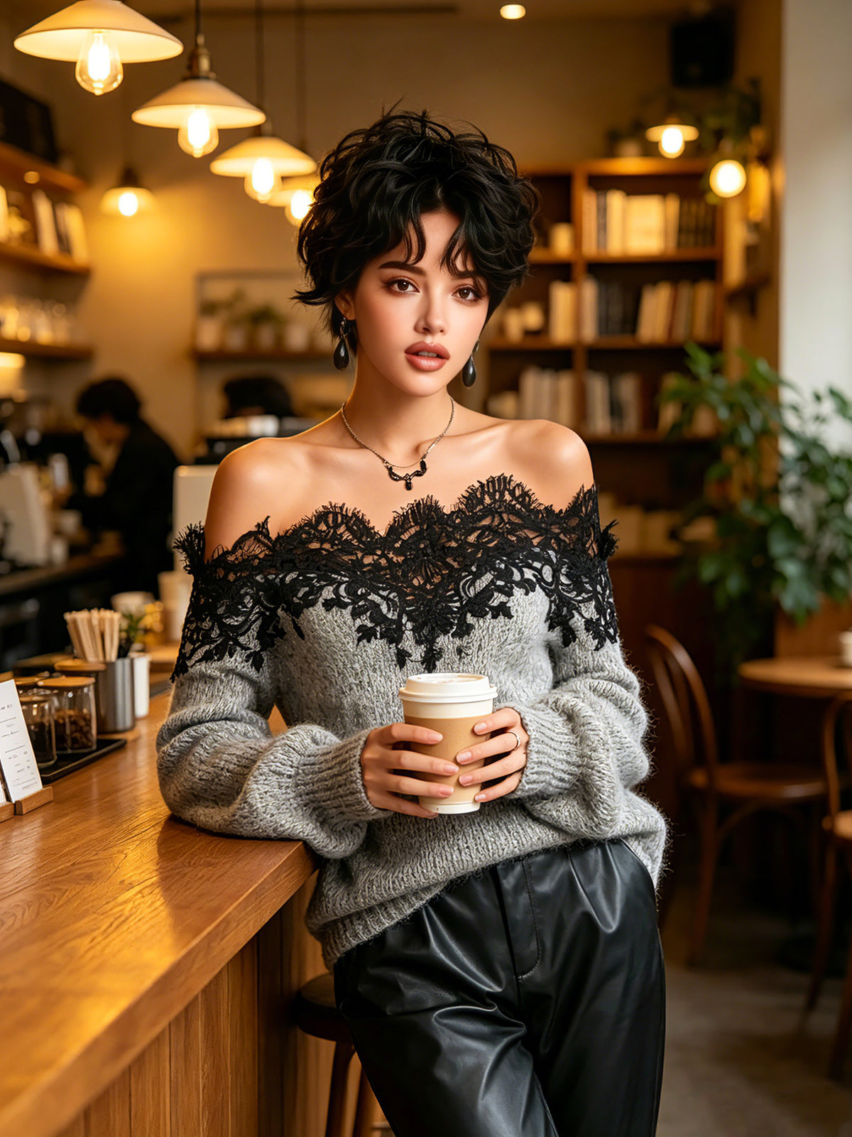 Livianne™ Lace Trim Oversized Sweater