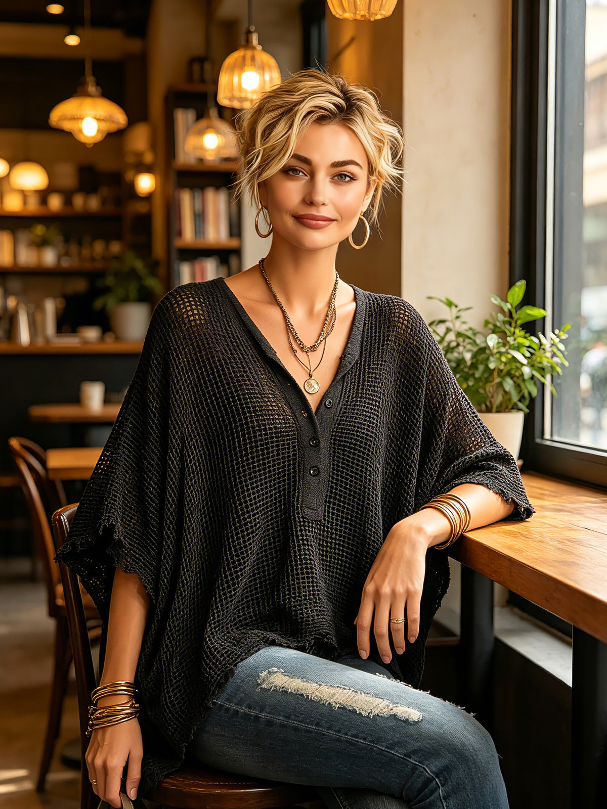 Ariadne™ Batwing Henley Sweater