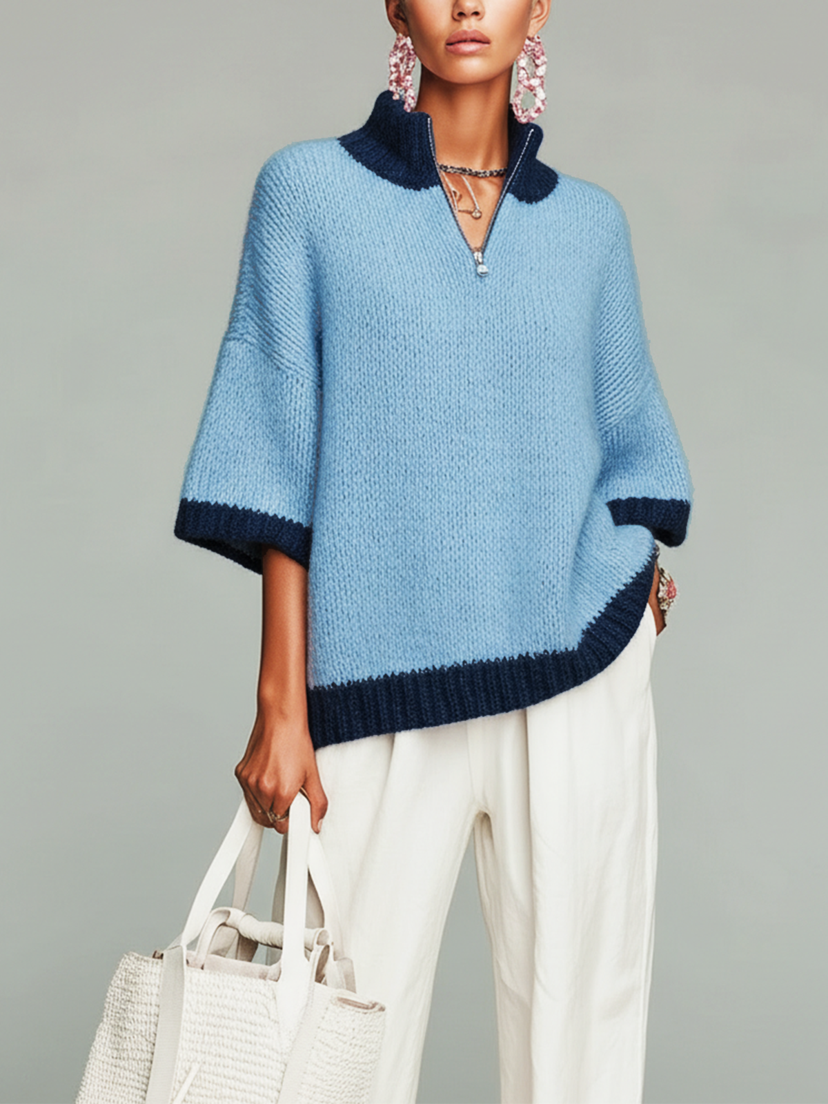 Cressida™ Pink Zip Knit Sweater