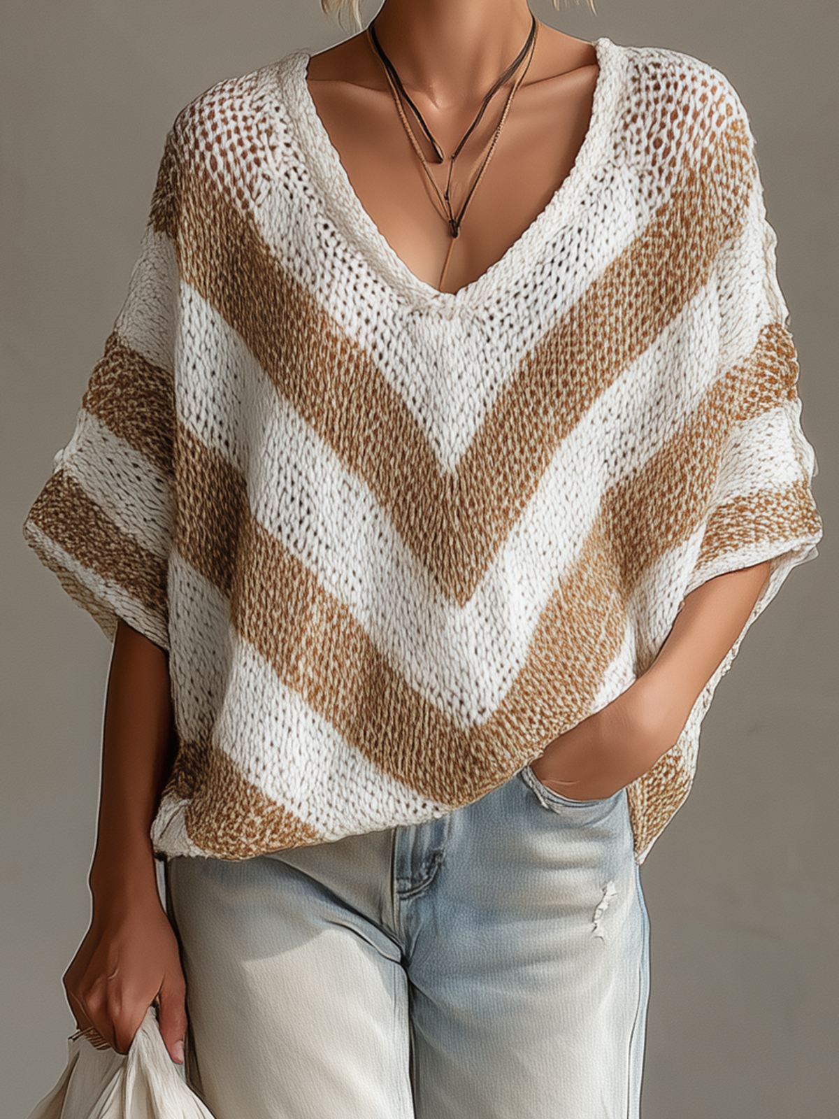 Celandine™ Striped V-Neck Knit Sweater